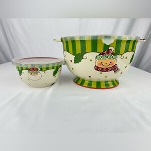 Temp-tations Winter Wimsy Set of 2 Mix and Serve Bowls with Lids